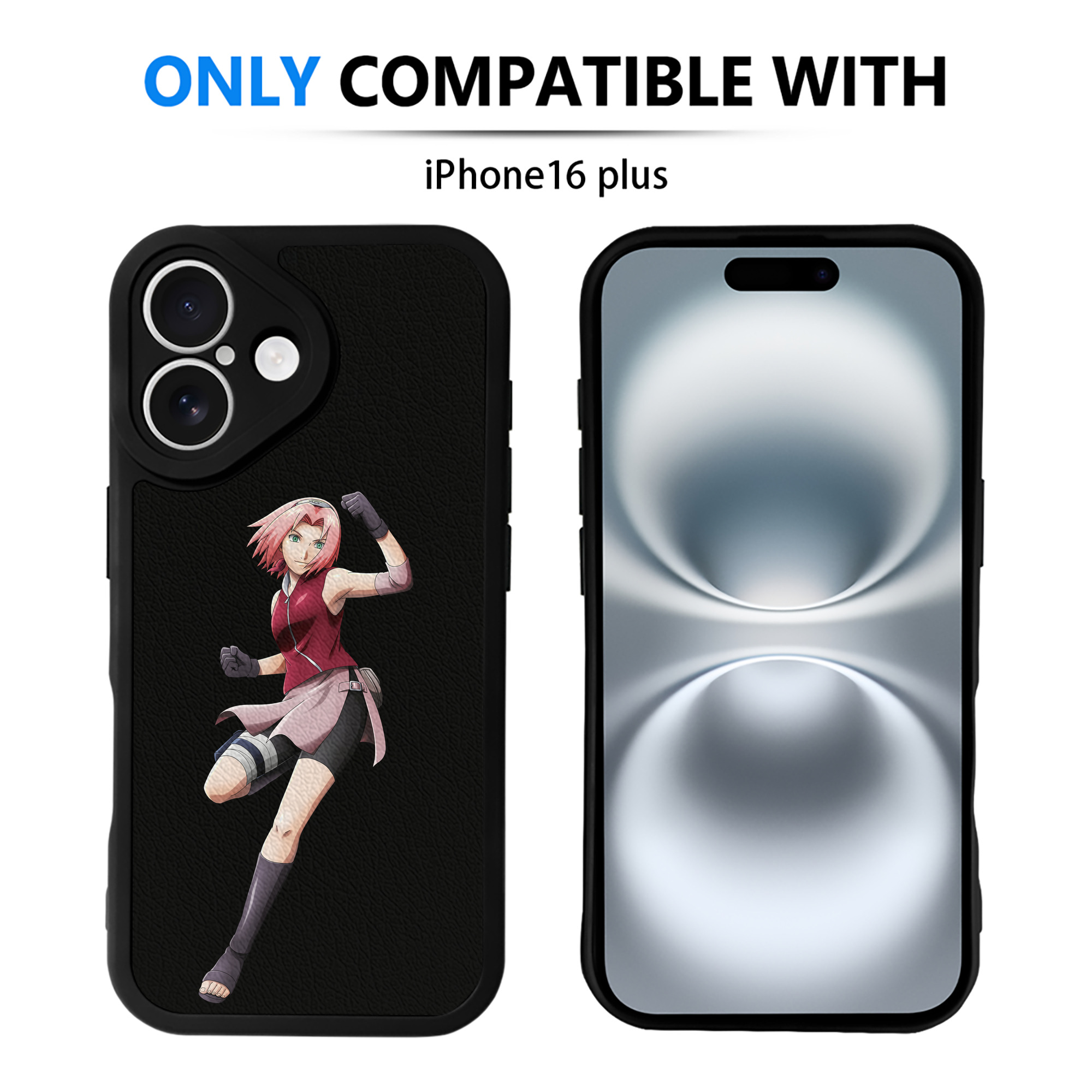 （画像用） NARUTO -ナルト- 春野サクラ Haruno Sakura 【iPhone 16シリーズ対応】シリコンスマホケース（レザー調） 材質：シリコン
